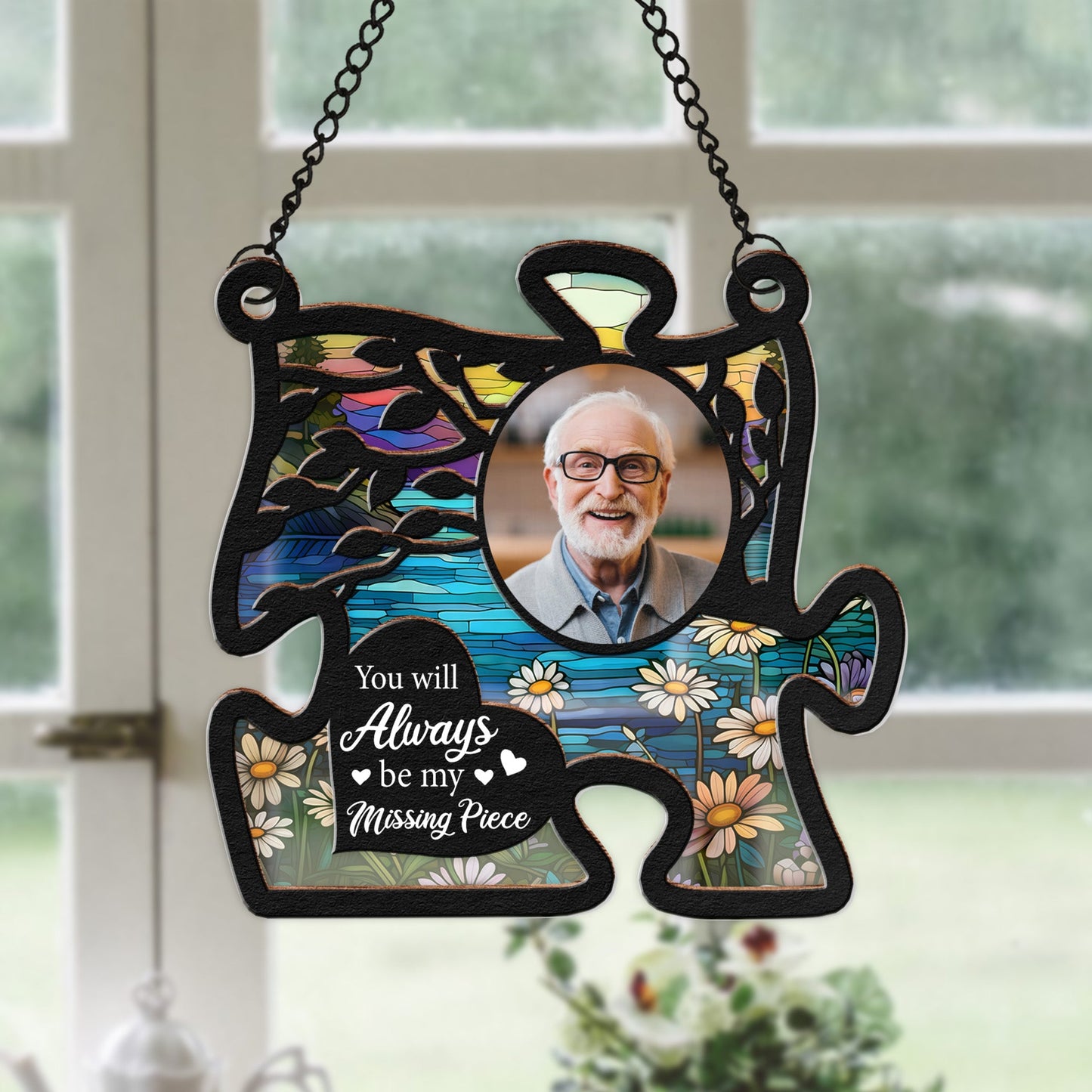 You Will Always Be My Missing Piece - Personalized Photo Window Hanging Suncatcher Ornament