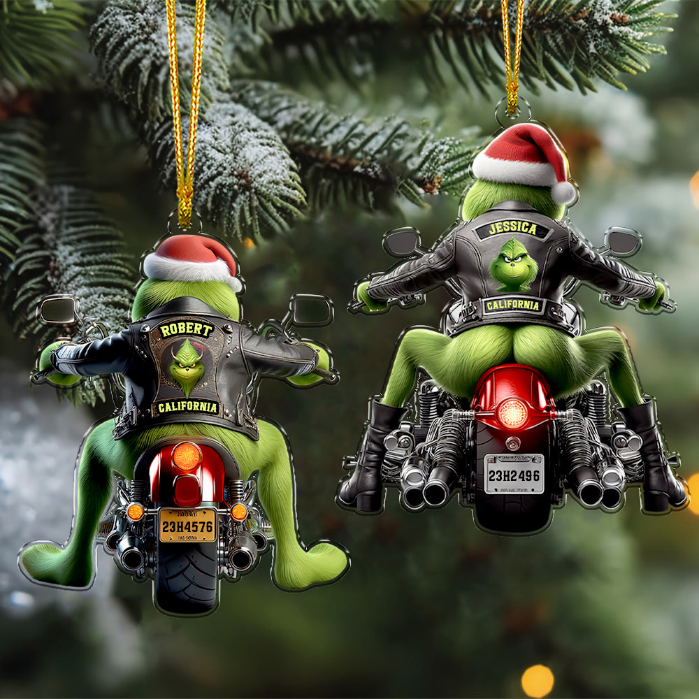 Personalized Christmas Gifts Green Monster On A Motorcycle Acrylic Ornament 07nami281124