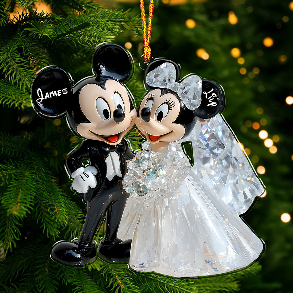 Cute Mouse Wedding Couple - Personalized Mouse Ornament 02naqg181124