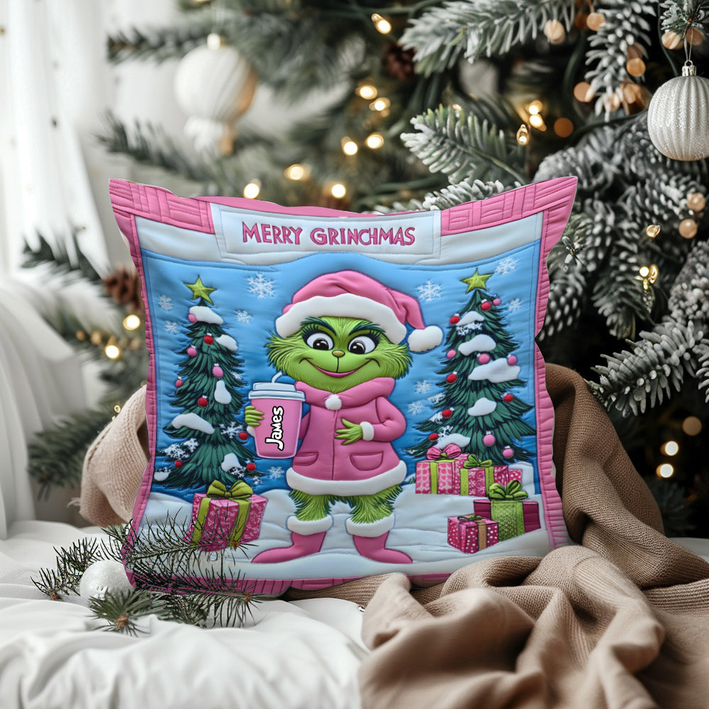 Grinchy Green Lady - Personalized Stole Christmas Throw Pillow 03naqg111024