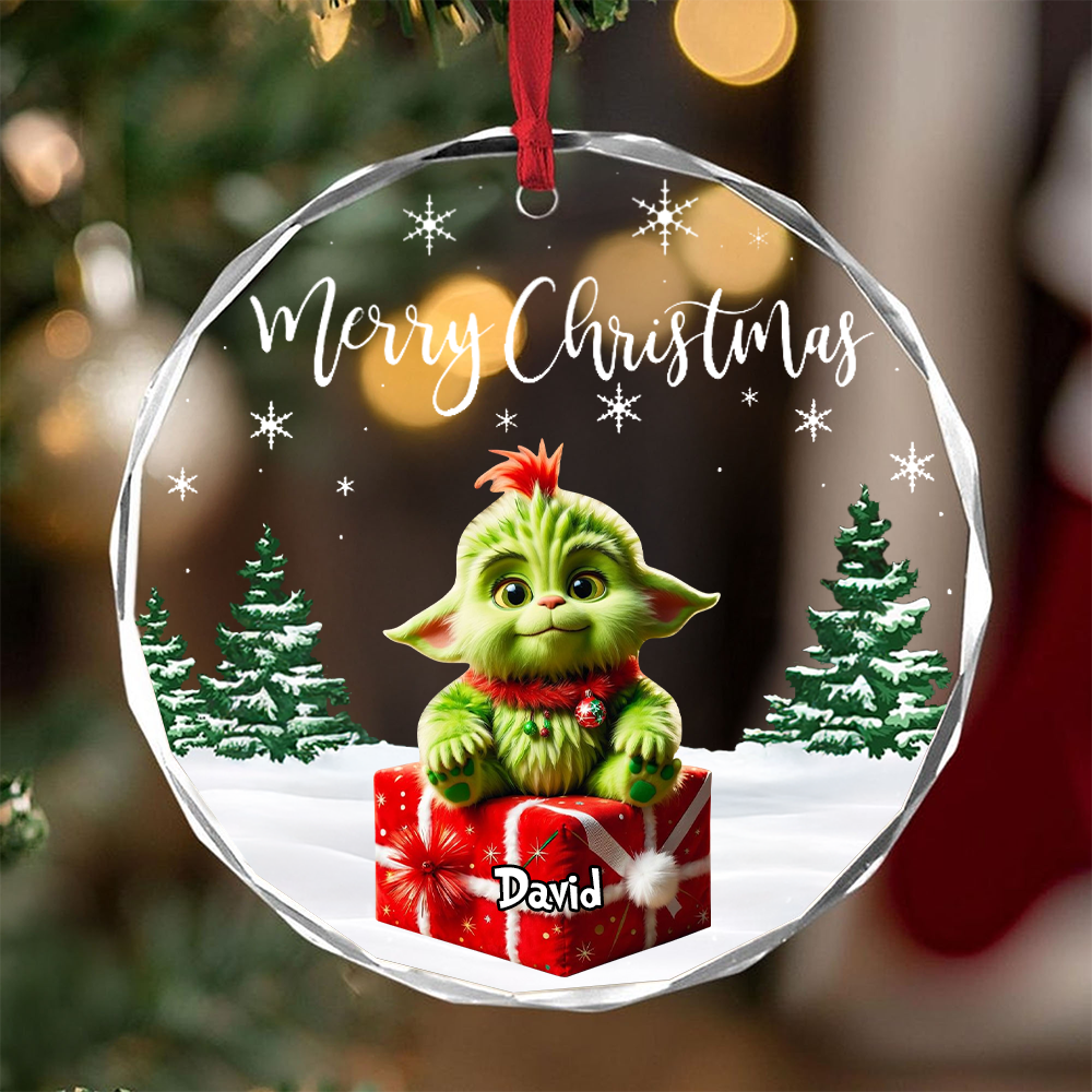 Grinchmas Kid - Round Crystal Glass Ornament 08nath281124