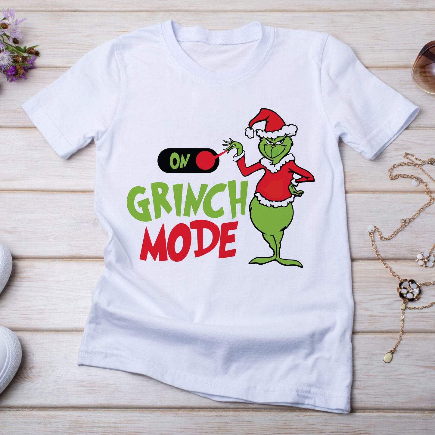 Grinch Mode On Christmas T-Shirt – Fun Holiday Graphic Tee for All Ages