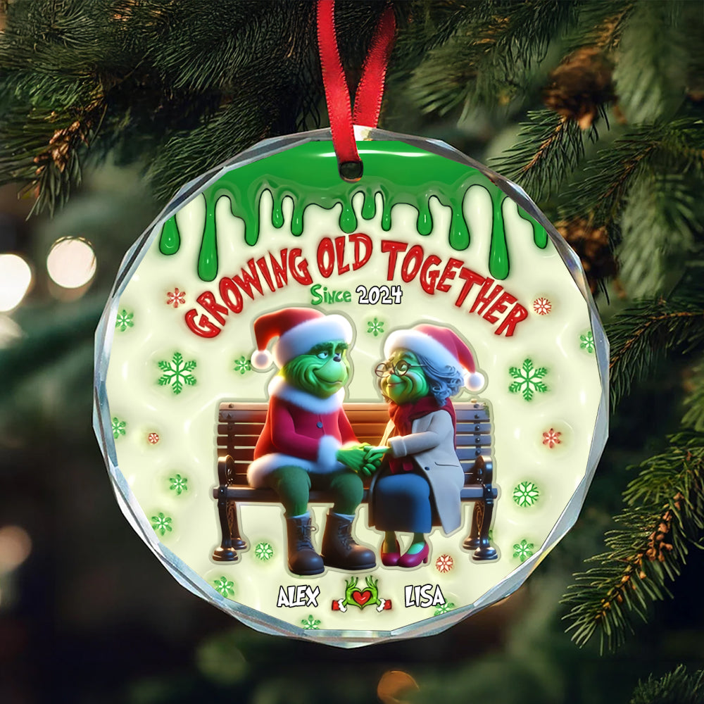 Personalized Gifts For Old Couple Glass Ornament