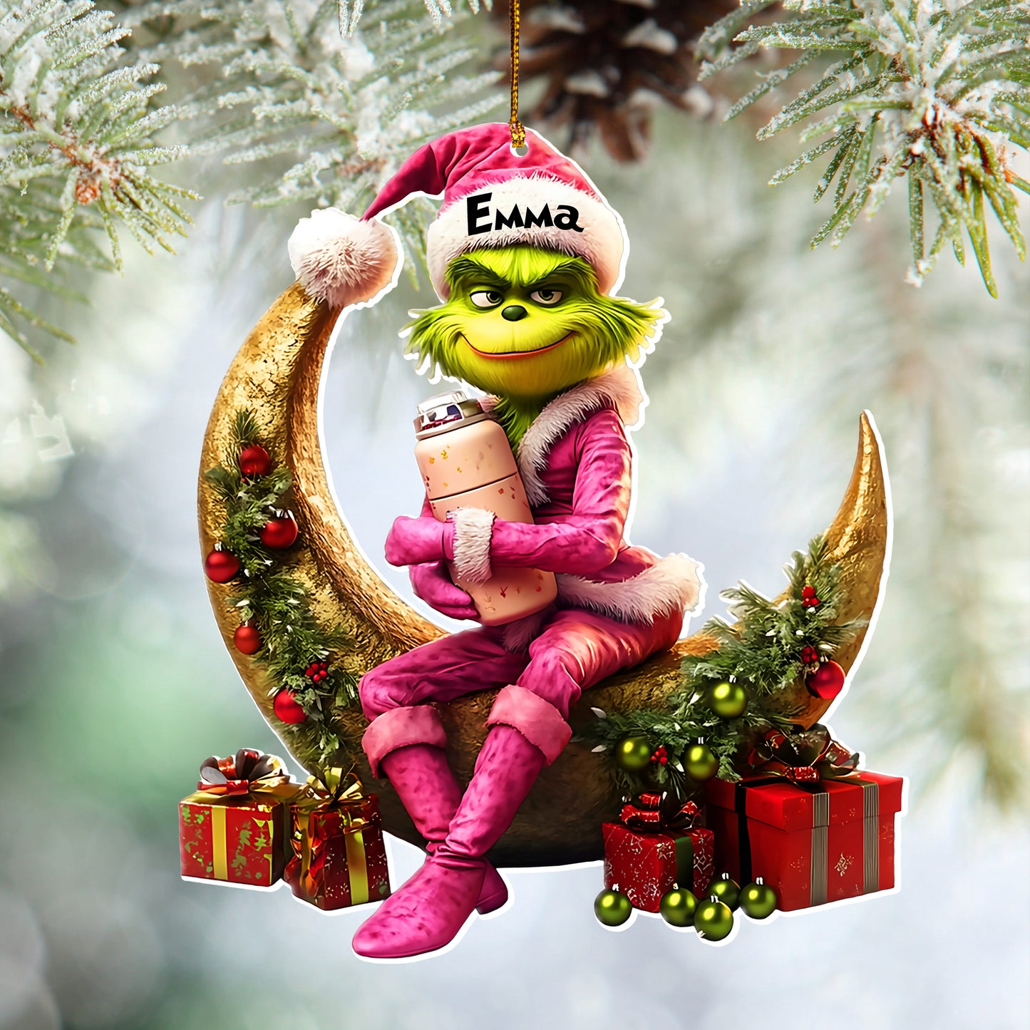 Naughty Grinchh - Personalized Stole Christmas Ornament