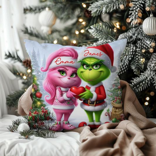 Merry Grinchmas - Personalized Stole Christmas Throw Pillow