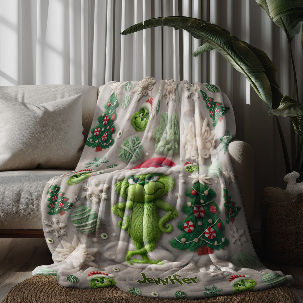 Merry Grinchmas - Personalized Stole Christmas Blanket 07naqg221124