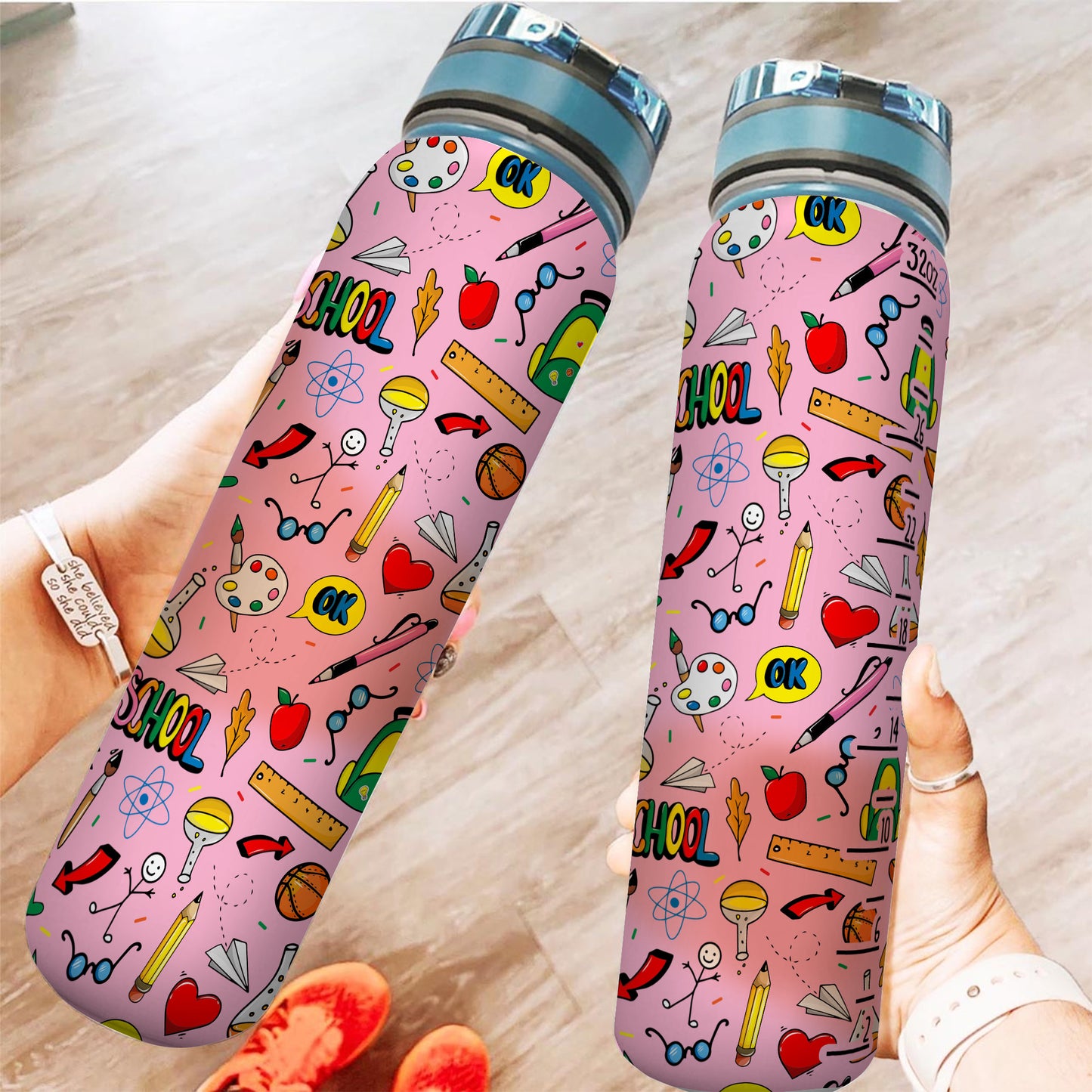 Personalized Water Bottle With Time Marker - Back To School