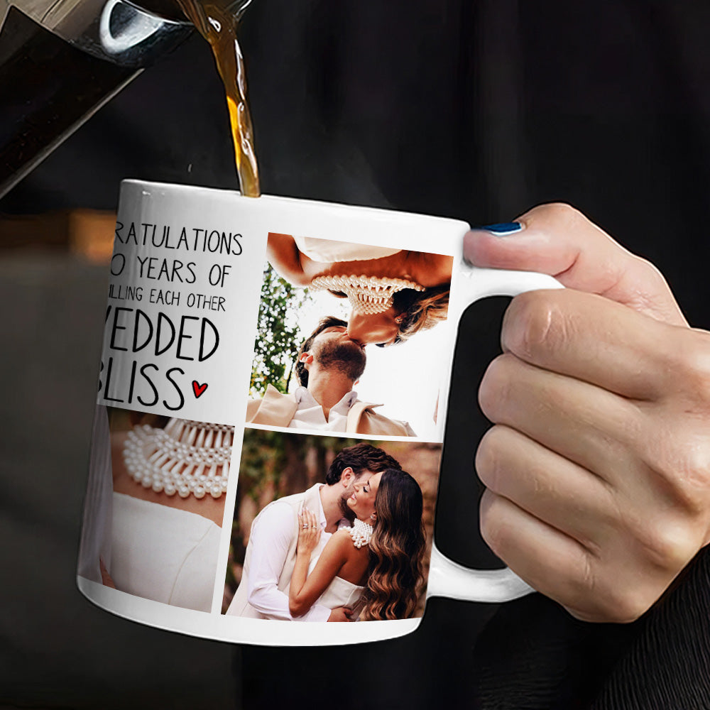 Congratulations On 10 Years Of Wedded Bliss, Funny Custom Couple Photo Coffee Mug, Gift For Couple, Valentine's Gift 01nath041224