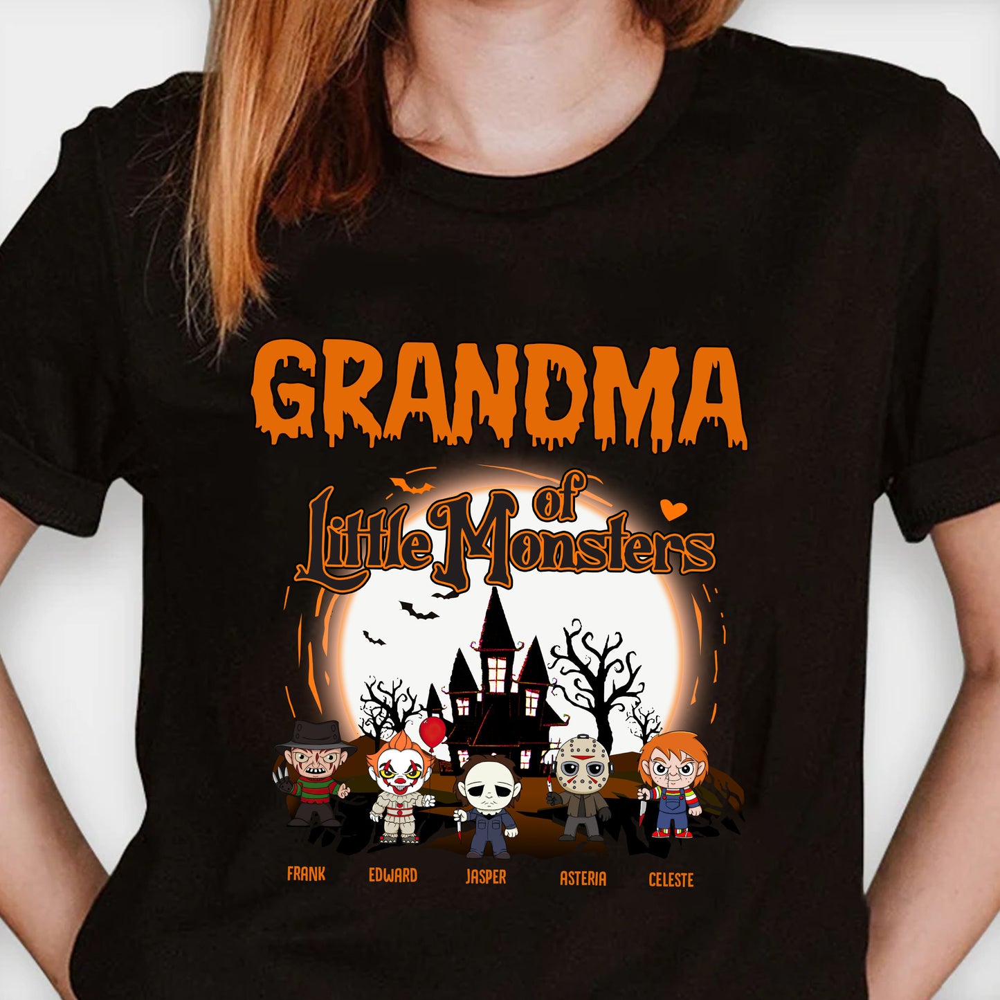 Grandma Of Little Monsters - Personalized Unisex T-Shirt, Hoodie, Sweatshirt - Halloween Gift For Grandma