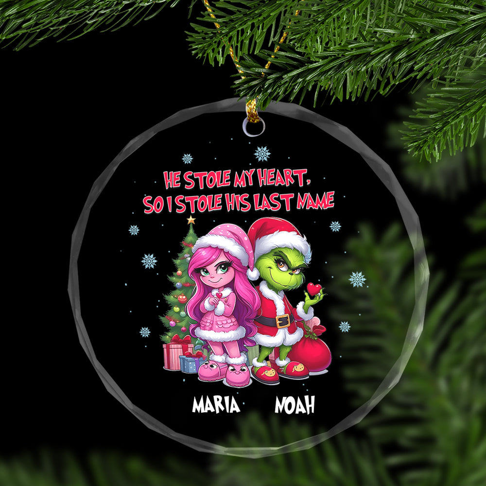 Personalized Gift for Couple, Cartoon Couple Christmas Crystal Glass Ornament 01naqg270924