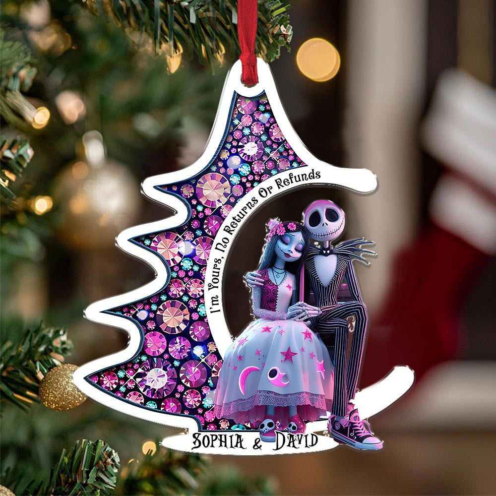 Personalized Gothic Christmas Ornament - Romantic Skeleton Couple