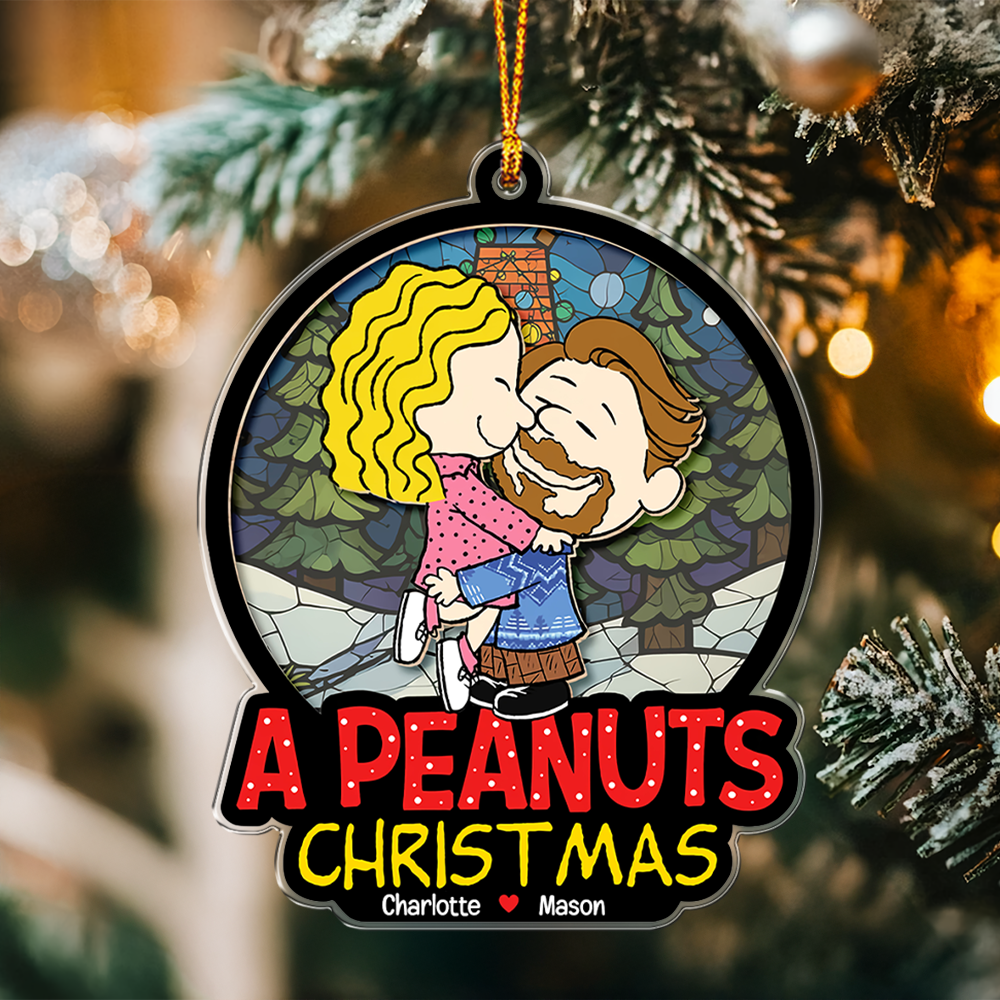 Personalized Gifts For Couple Christmas Ornament, Couple Hugging At The Christmas Tree