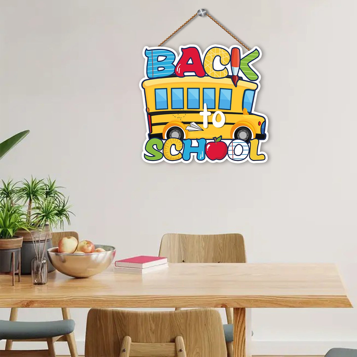 Wooden Hanging Decoration Bus Back To School