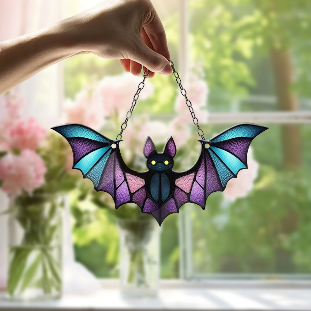 Halloween Galaxy Bat Hanging Decor – Celestial-Themed Acrylic Art for Home & Garden