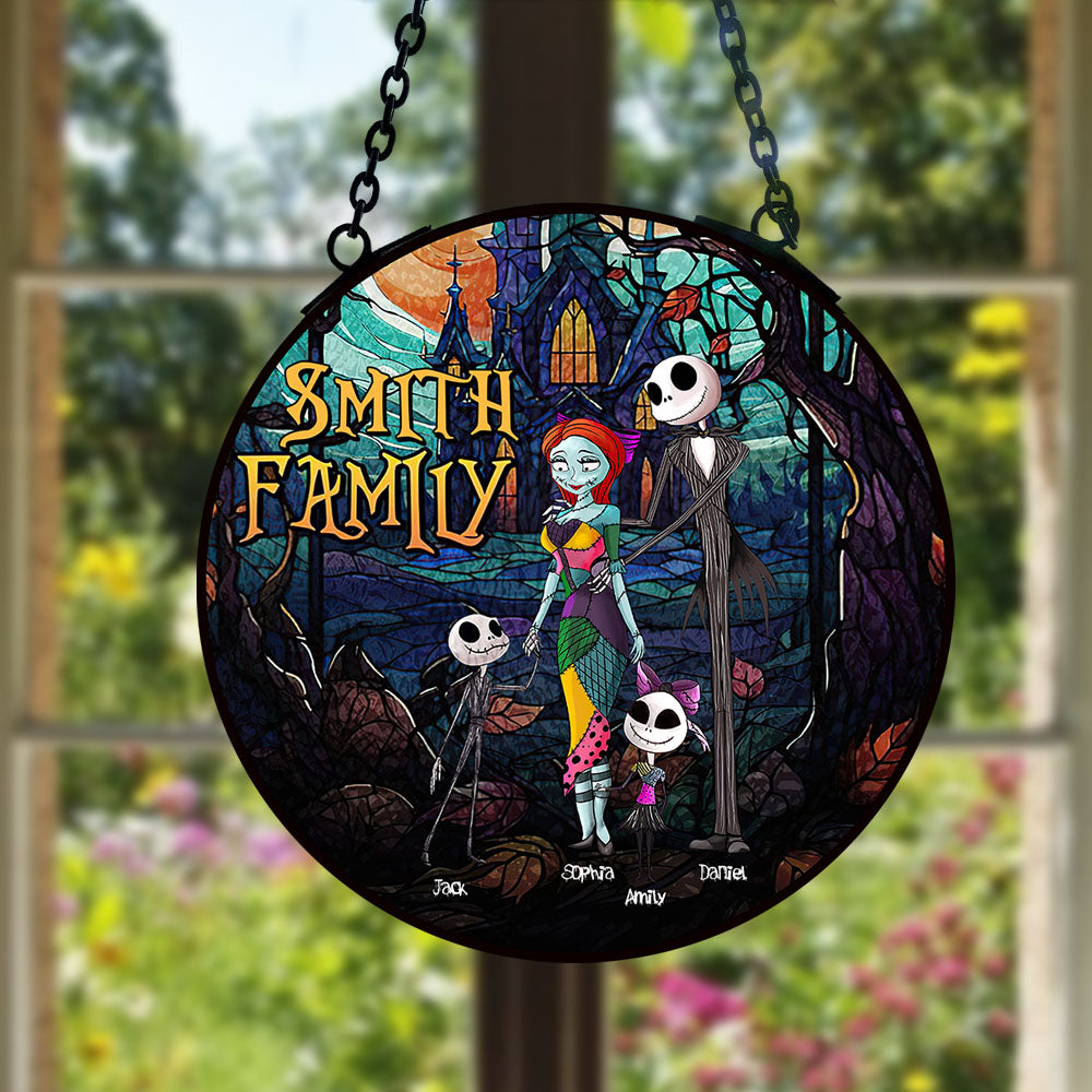 Personalized Halloween Gifts For Scary Family Suncatcher Ornament