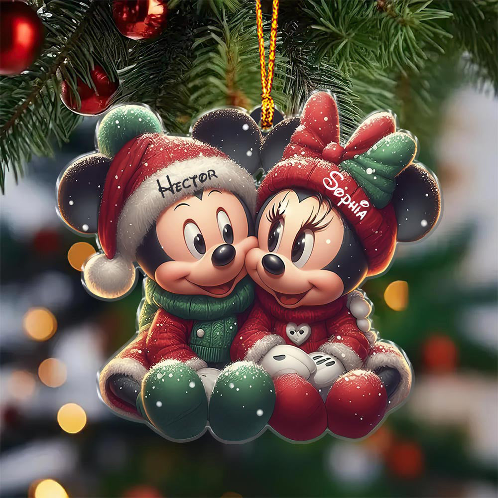 Cute Mouse Couple, Personalized Mouse Ornament