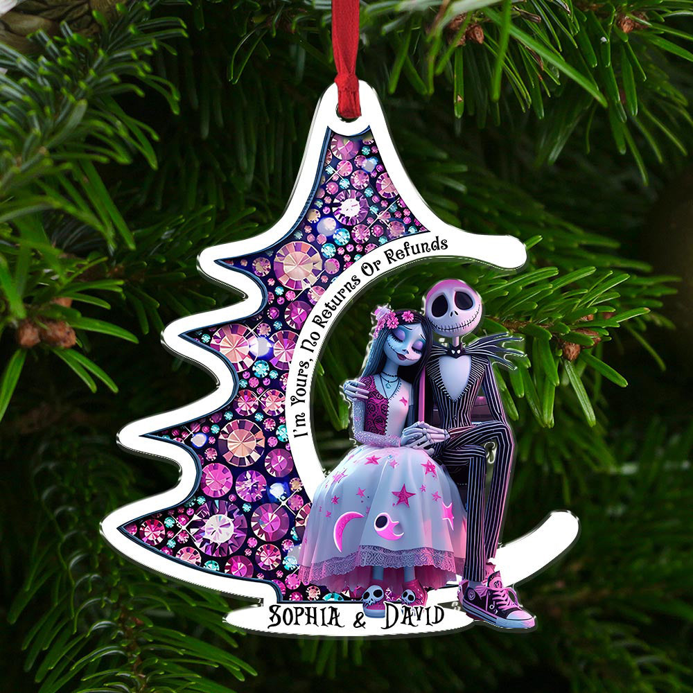 Personalized Gothic Christmas Ornament - Romantic Skeleton Couple