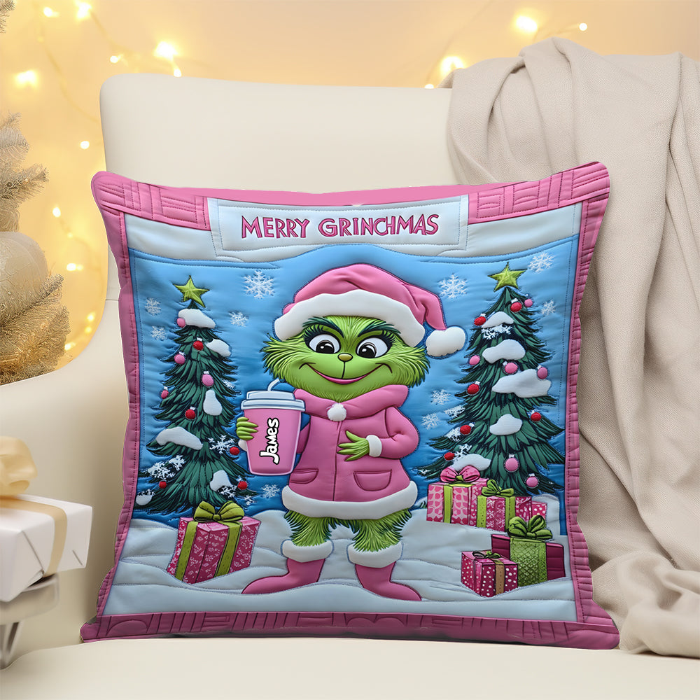 Grinchy Green Lady - Personalized Stole Christmas Throw Pillow 03naqg111024