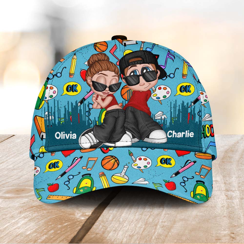 Personalized Back-To-School Chicano Y2K Couple Cap