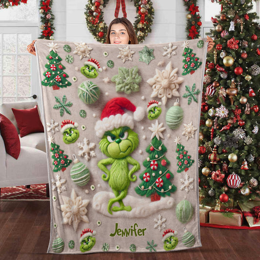 Merry Grinchmas - Personalized Stole Christmas Blanket 07naqg221124