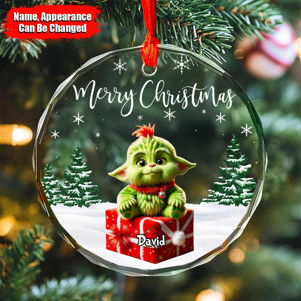 Grinchmas Kid - Round Crystal Glass Ornament 08nath281124