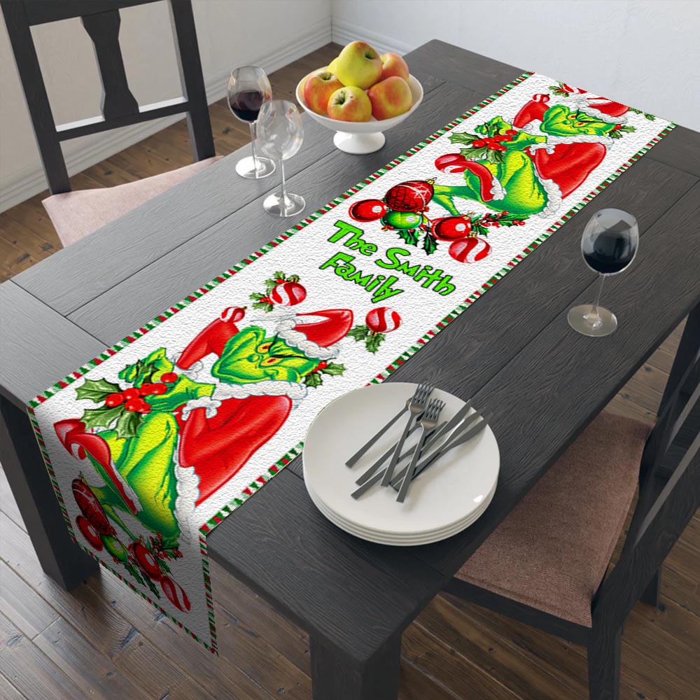 Merry Grinchmas - Personalized Family Table Runner