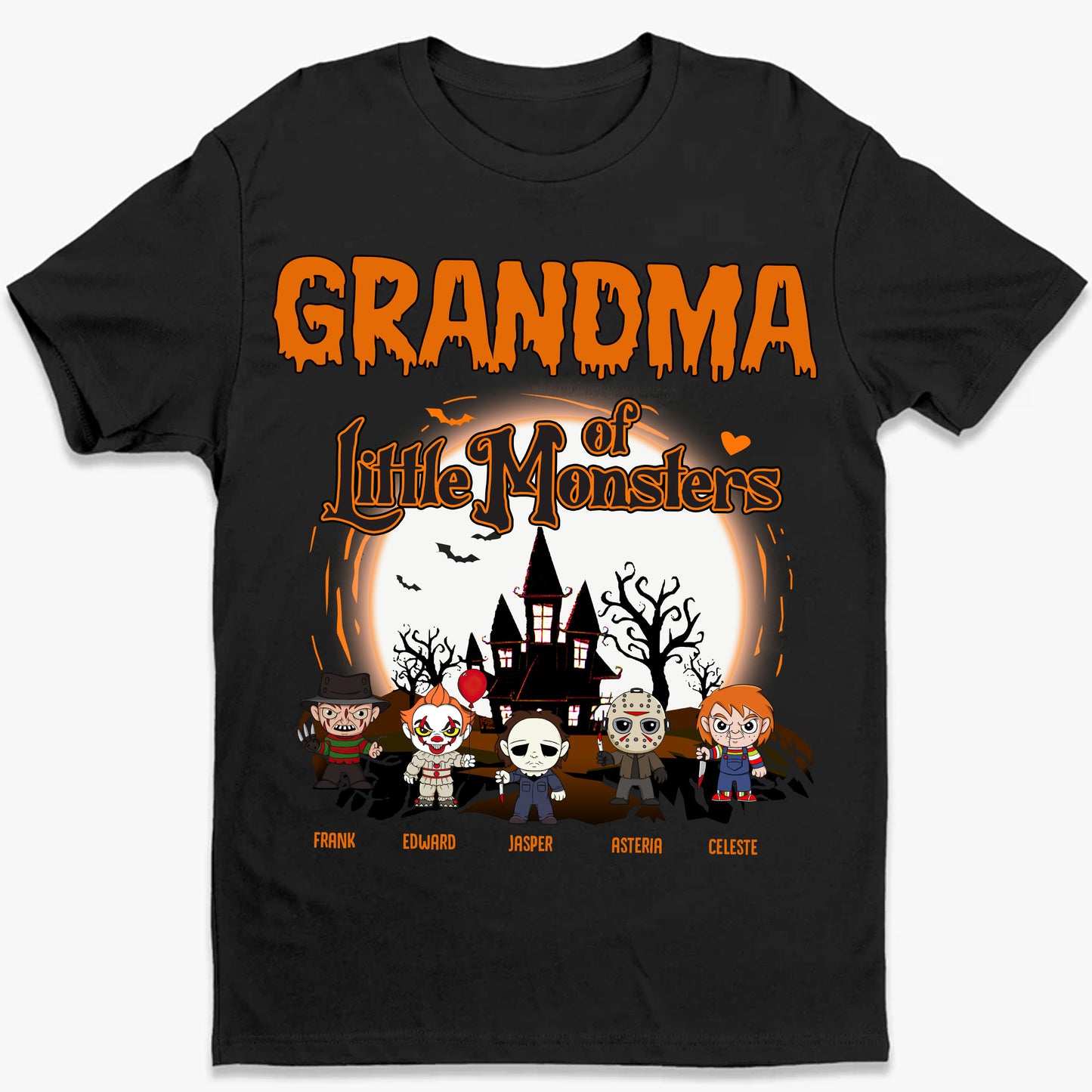 Grandma Of Little Monsters - Personalized Unisex T-Shirt, Hoodie, Sweatshirt - Halloween Gift For Grandma