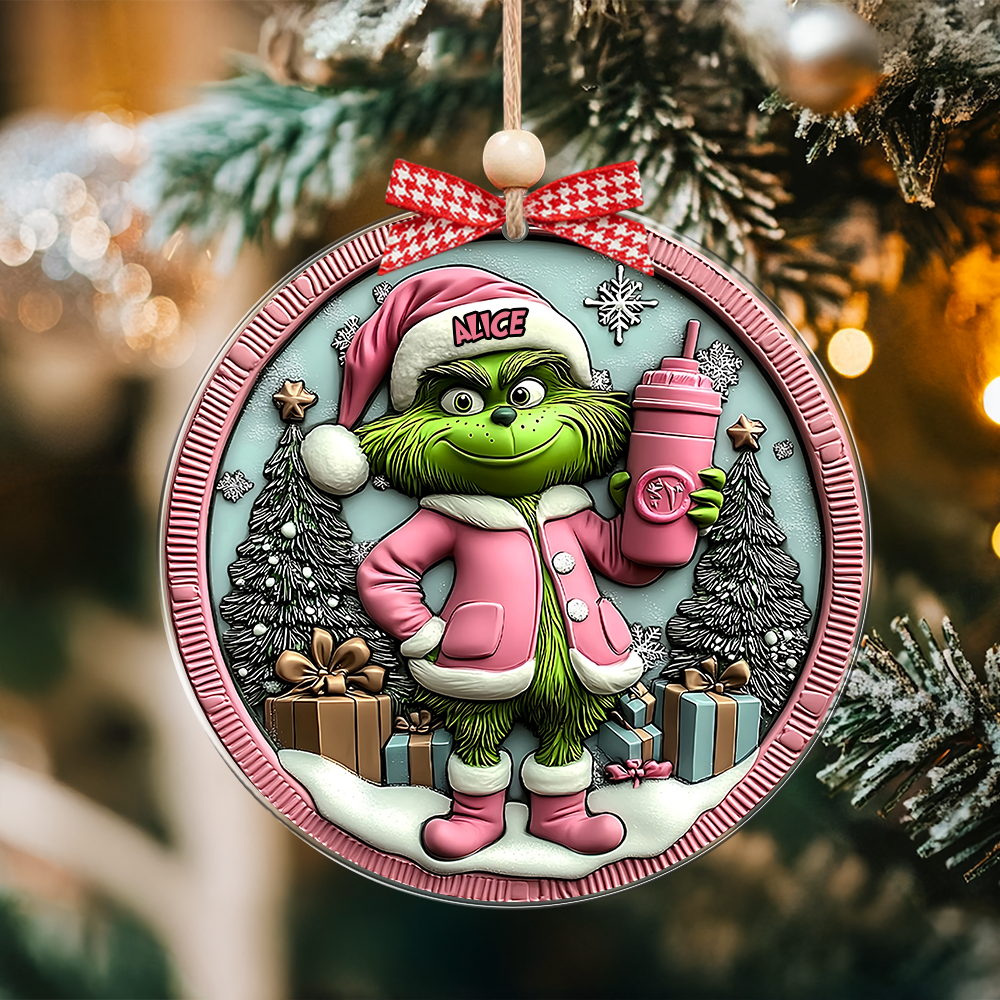 Grinchy Green Lady - Personalized Stole Christmas Ornament