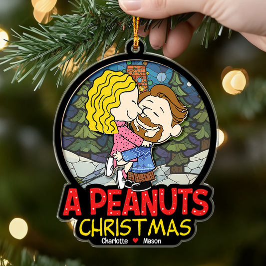 Personalized Gifts For Couple Christmas Ornament, Couple Hugging At The Christmas Tree