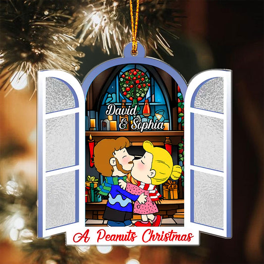 Personalized Gifts for Couple, Cartoon Couple Kissing Acrylic Suncatcher