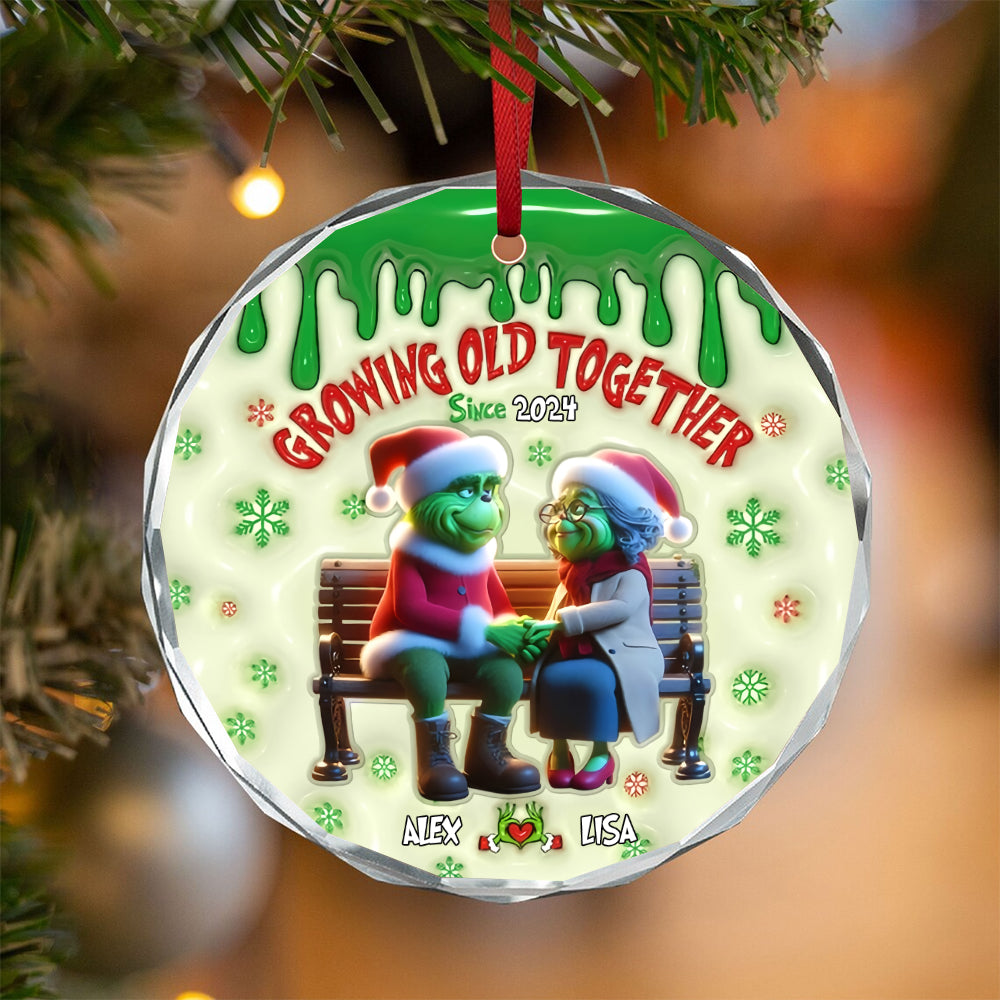 Personalized Gifts For Old Couple Glass Ornament