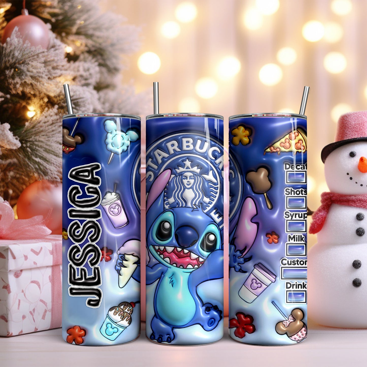 Cartoon Tumbler With Custom Resin Ice top