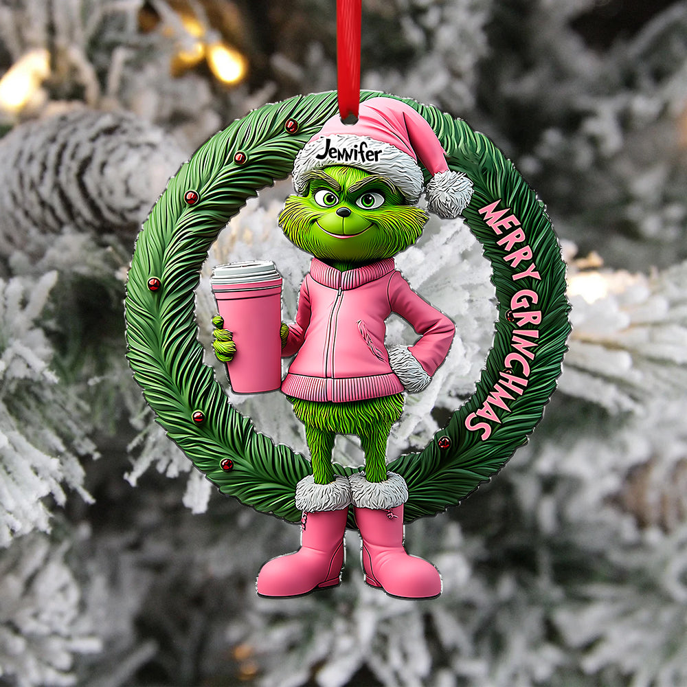 Grinchy Green Lady - Personalized Stole Christmas Ornament