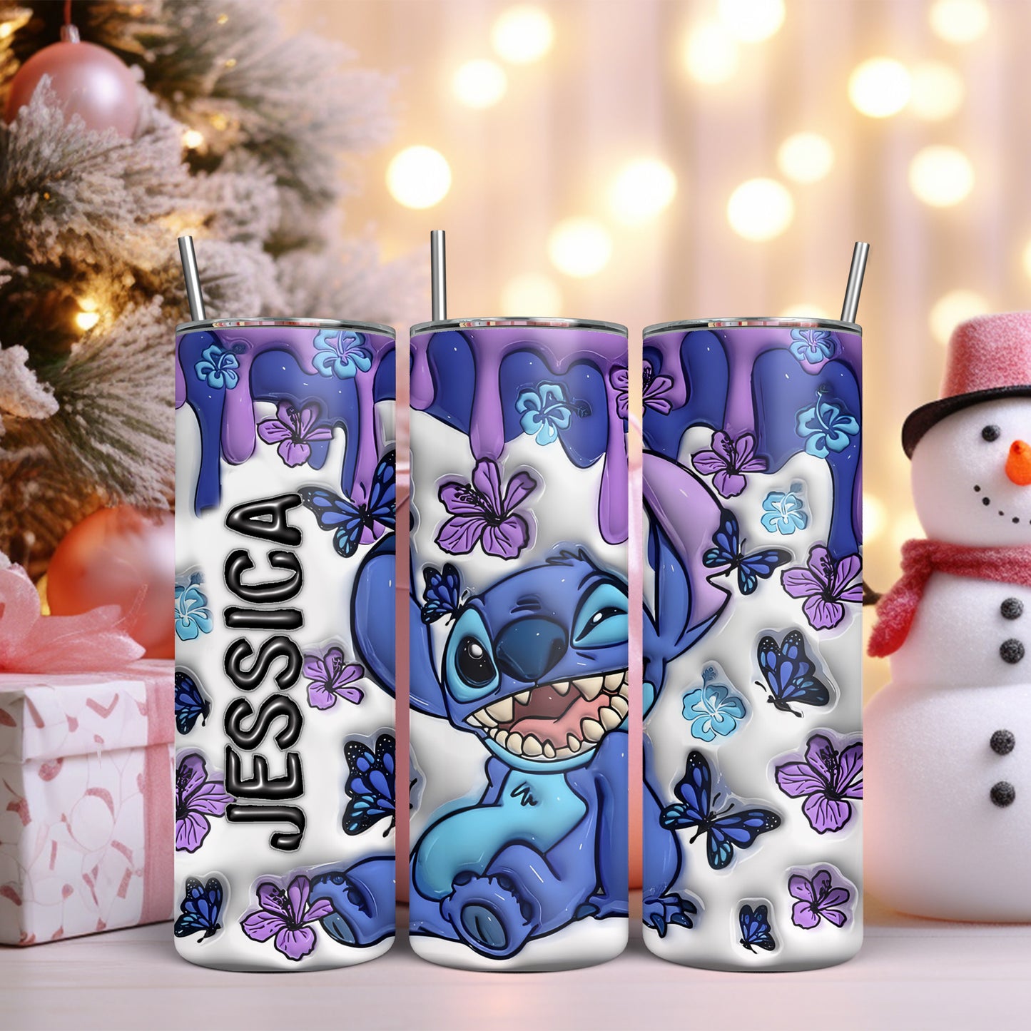 Cartoon Tumbler With Custom Resin Ice top