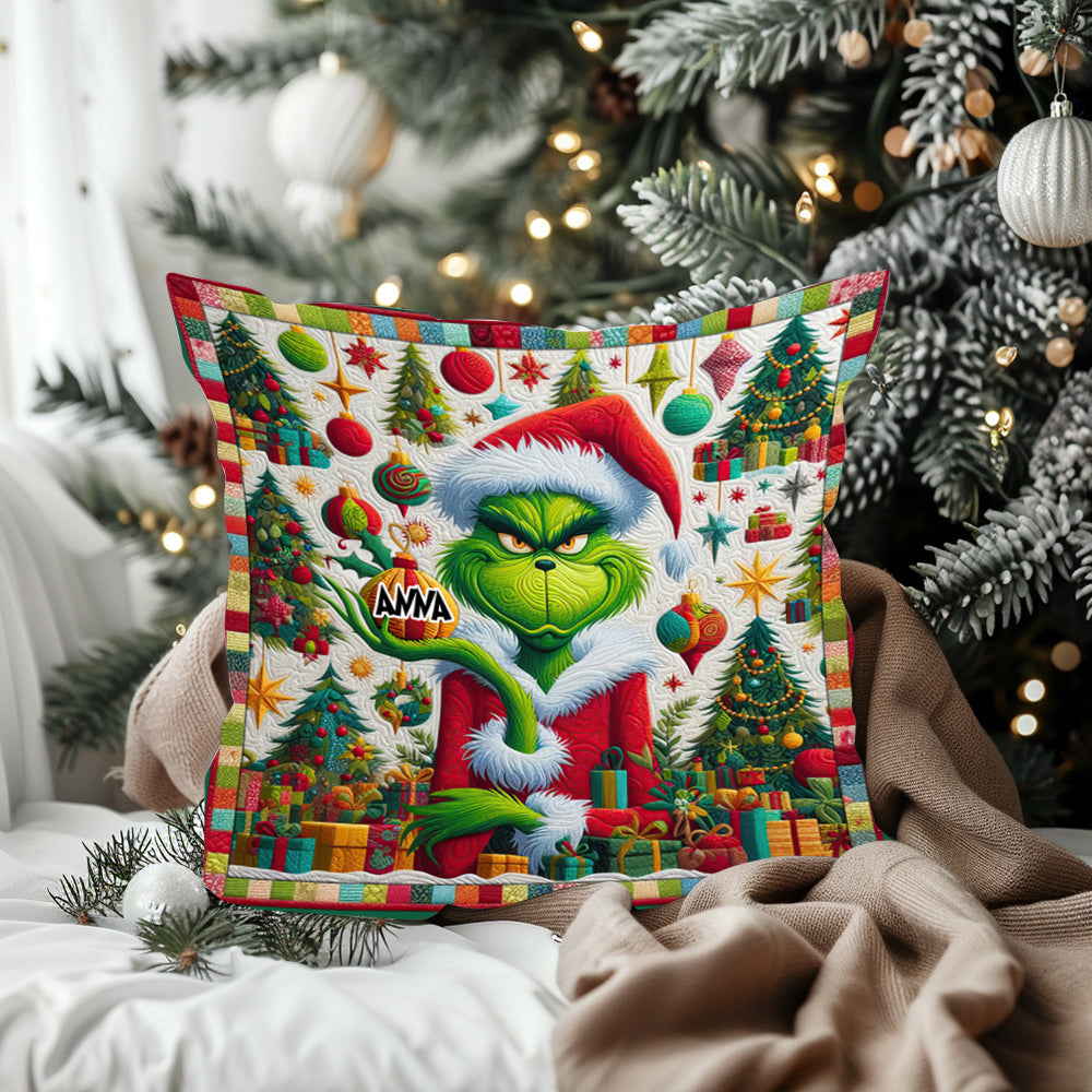 Merry Grinchmas - Personalized Stole Christmas Throw Pillow