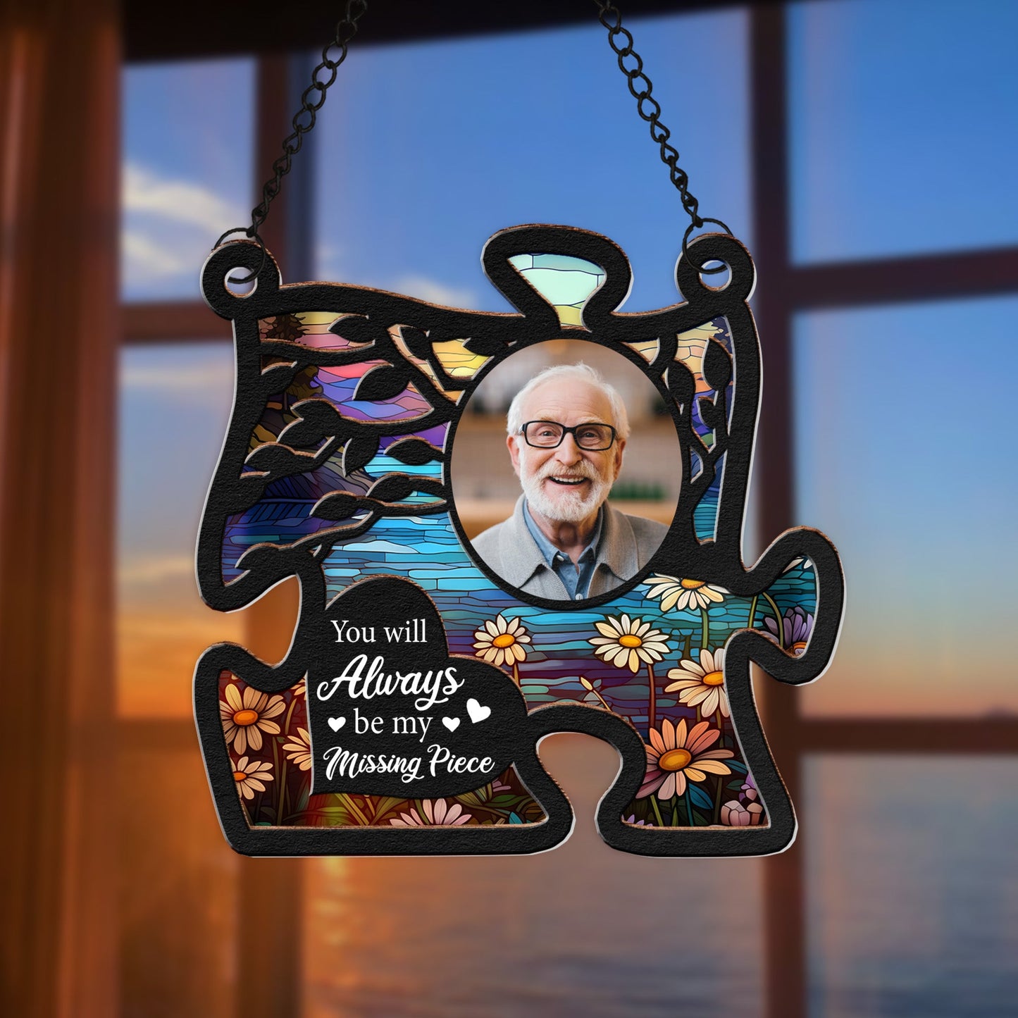 You Will Always Be My Missing Piece - Personalized Photo Window Hanging Suncatcher Ornament