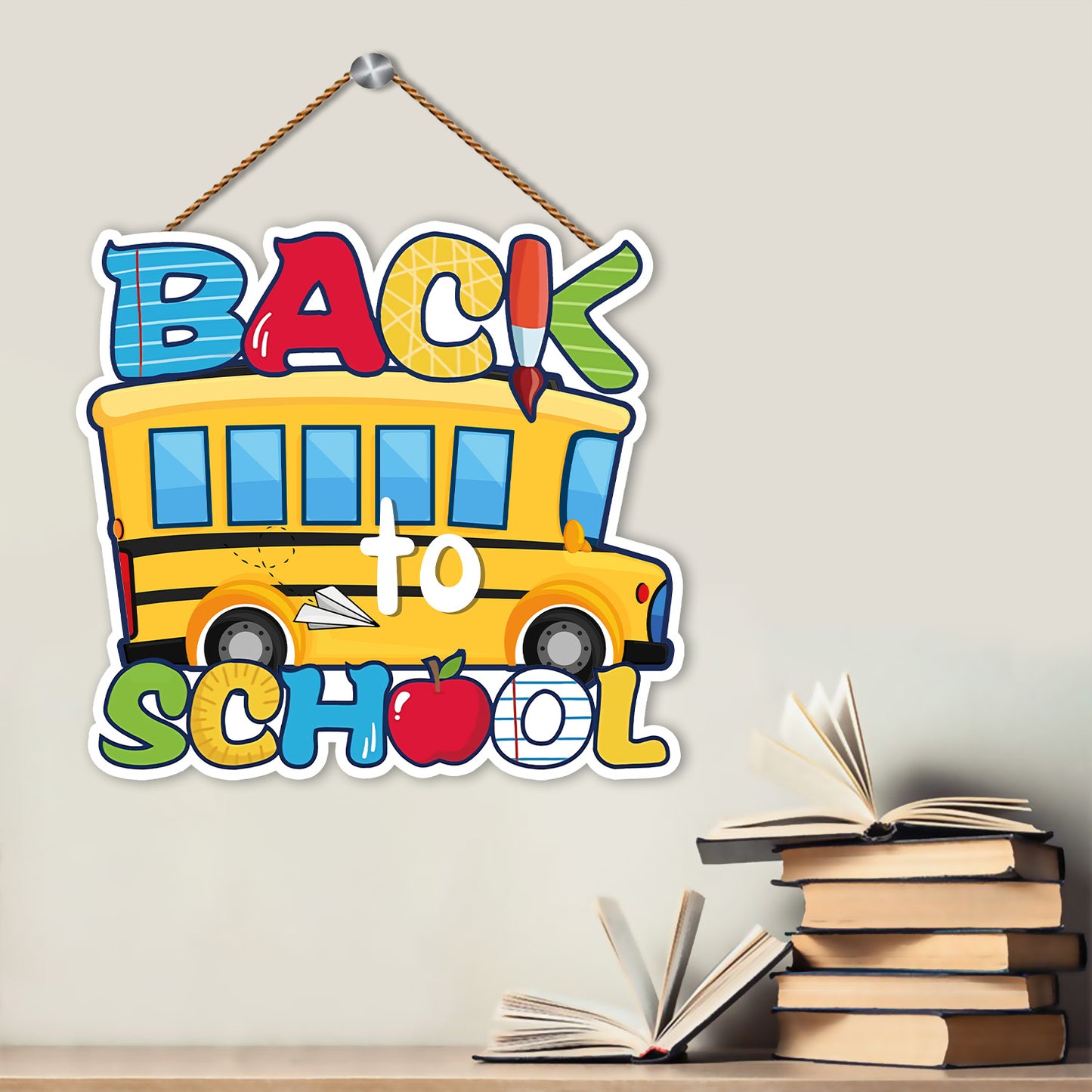 Wooden Hanging Decoration Bus Back To School