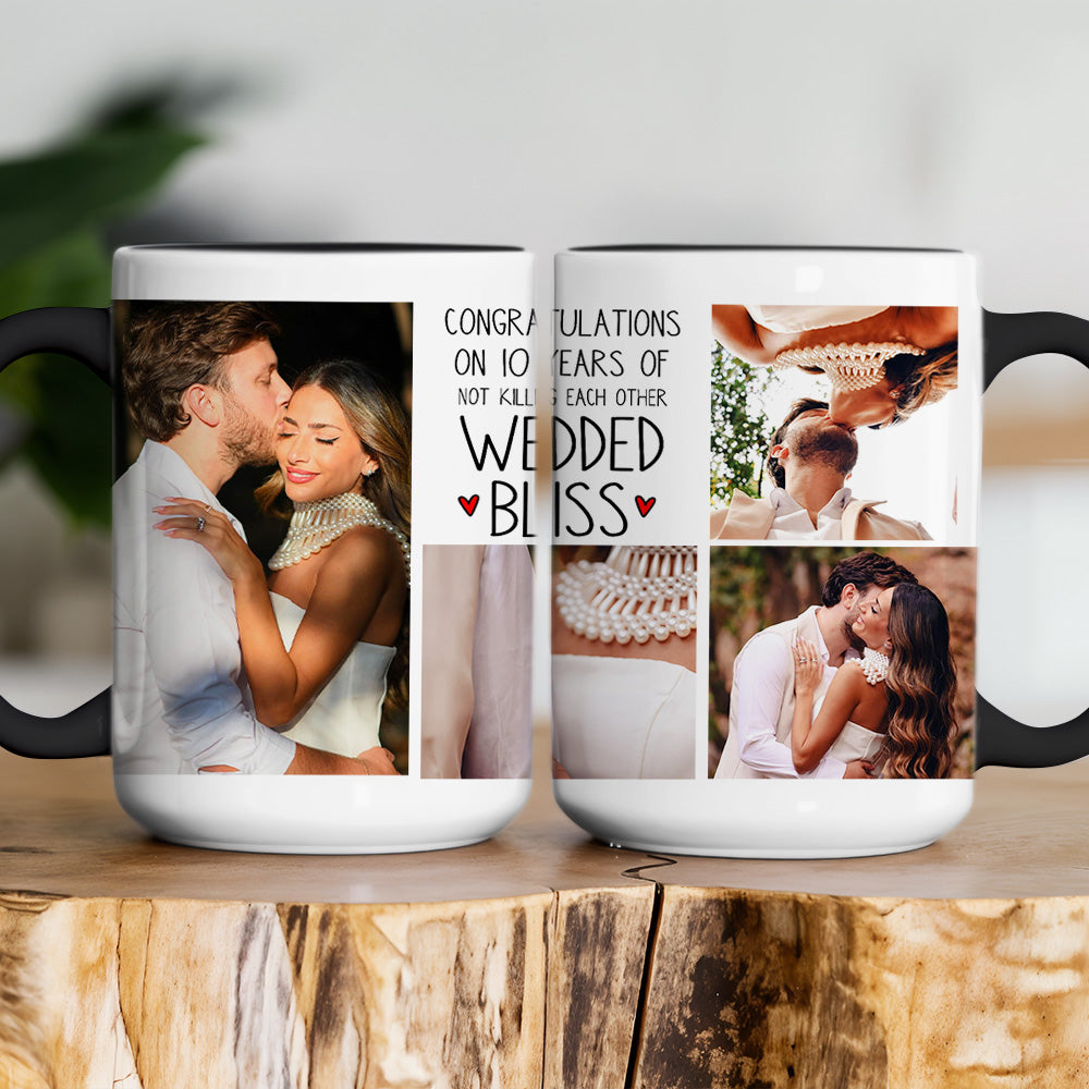 Congratulations On 10 Years Of Wedded Bliss, Funny Custom Couple Photo Coffee Mug, Gift For Couple, Valentine's Gift 01nath041224