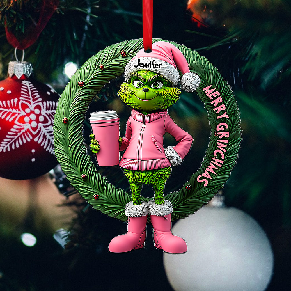 Grinchy Green Lady - Personalized Stole Christmas Ornament