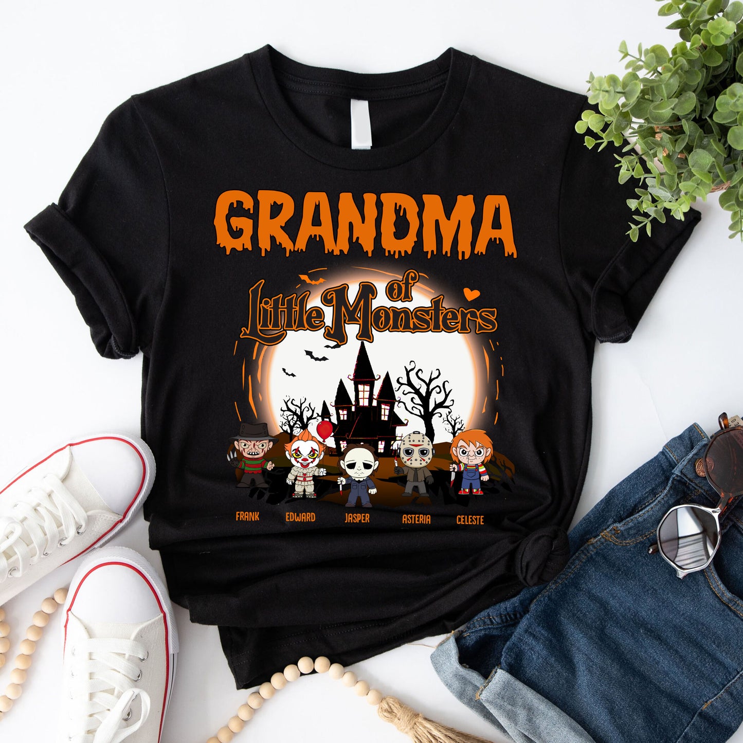 Grandma Of Little Monsters - Personalized Unisex T-Shirt, Hoodie, Sweatshirt - Halloween Gift For Grandma