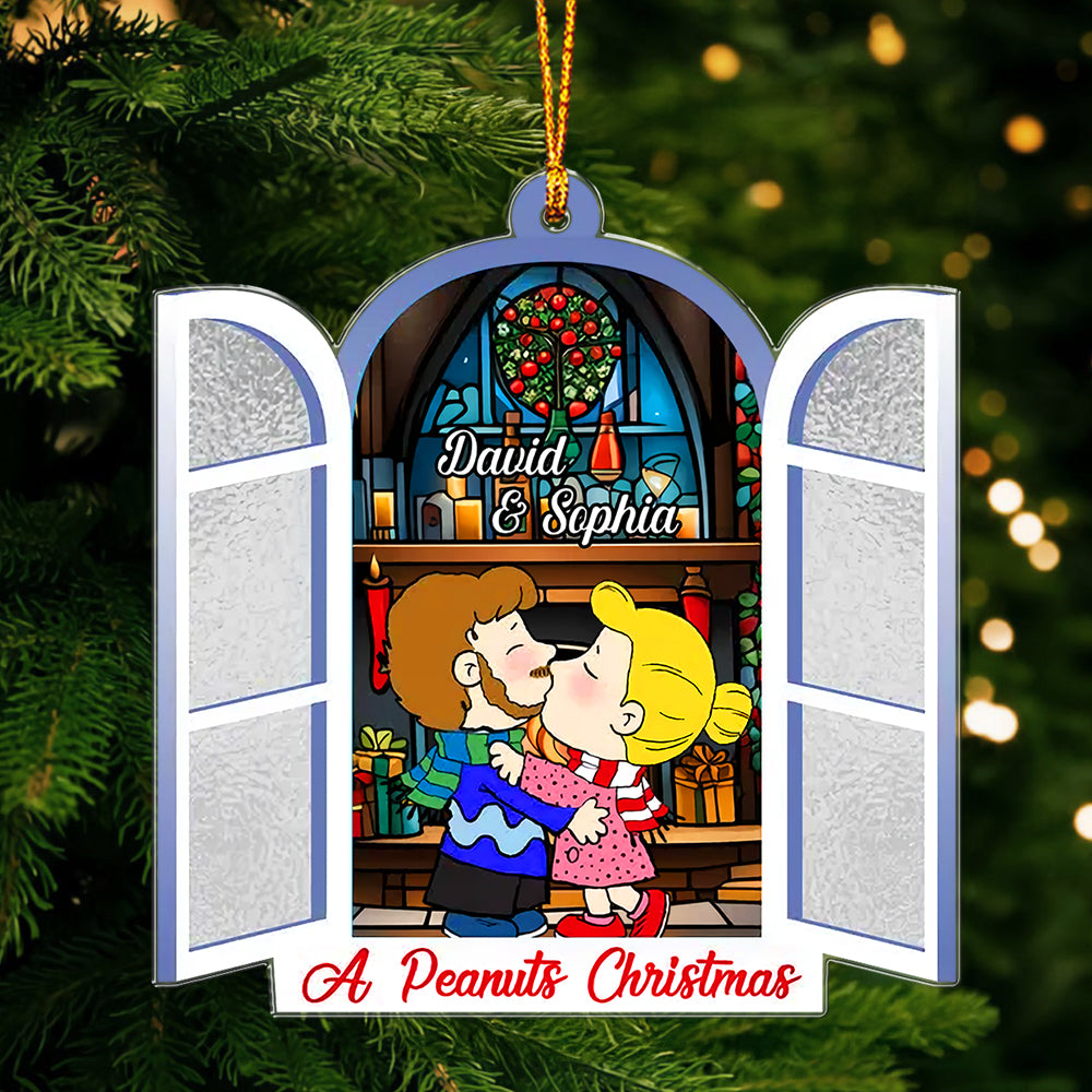 Personalized Gifts for Couple, Cartoon Couple Kissing Acrylic Suncatcher