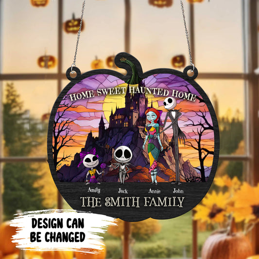 Home Sweet Haunted Home - Halloween Gift - Personalized Window Hanging Suncatcher Ornament