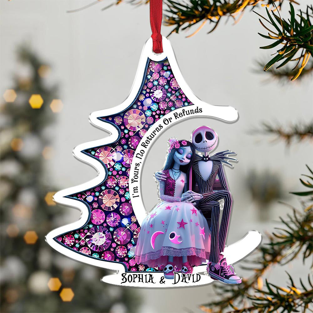 Personalized Gothic Christmas Ornament - Romantic Skeleton Couple