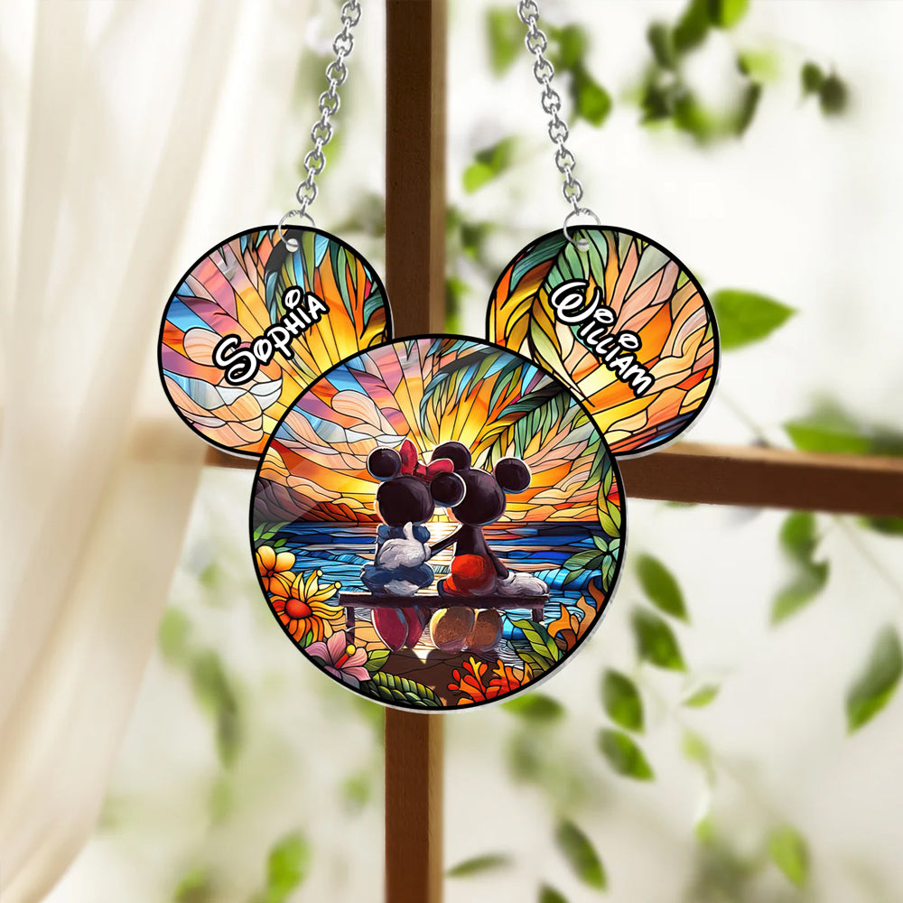 Romantic Sunset - Personalized Mouse Window Hanging Suncatcher Ornament