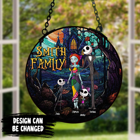 Personalized Halloween Gifts For Scary Family Suncatcher Ornament