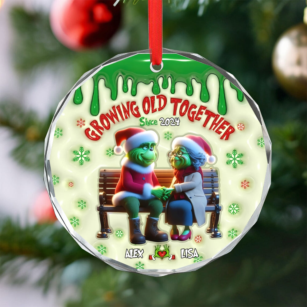 Personalized Gifts For Old Couple Glass Ornament