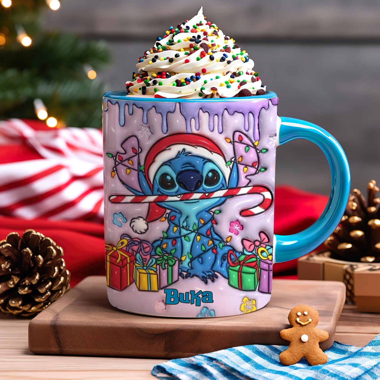 Merry Ohana, Personalized Ohana Accent Mug