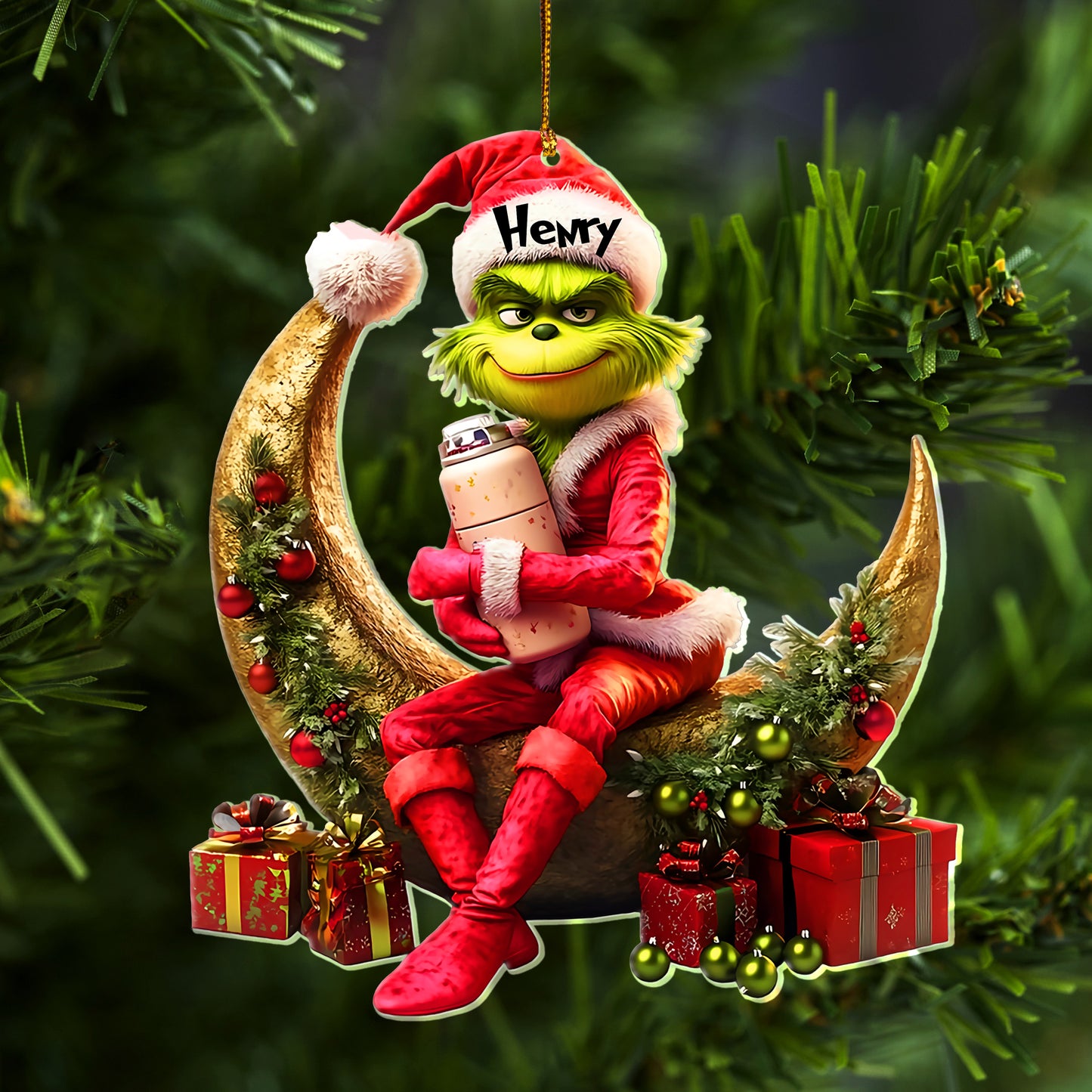 Naughty Grinchh - Personalized Stole Christmas Ornament