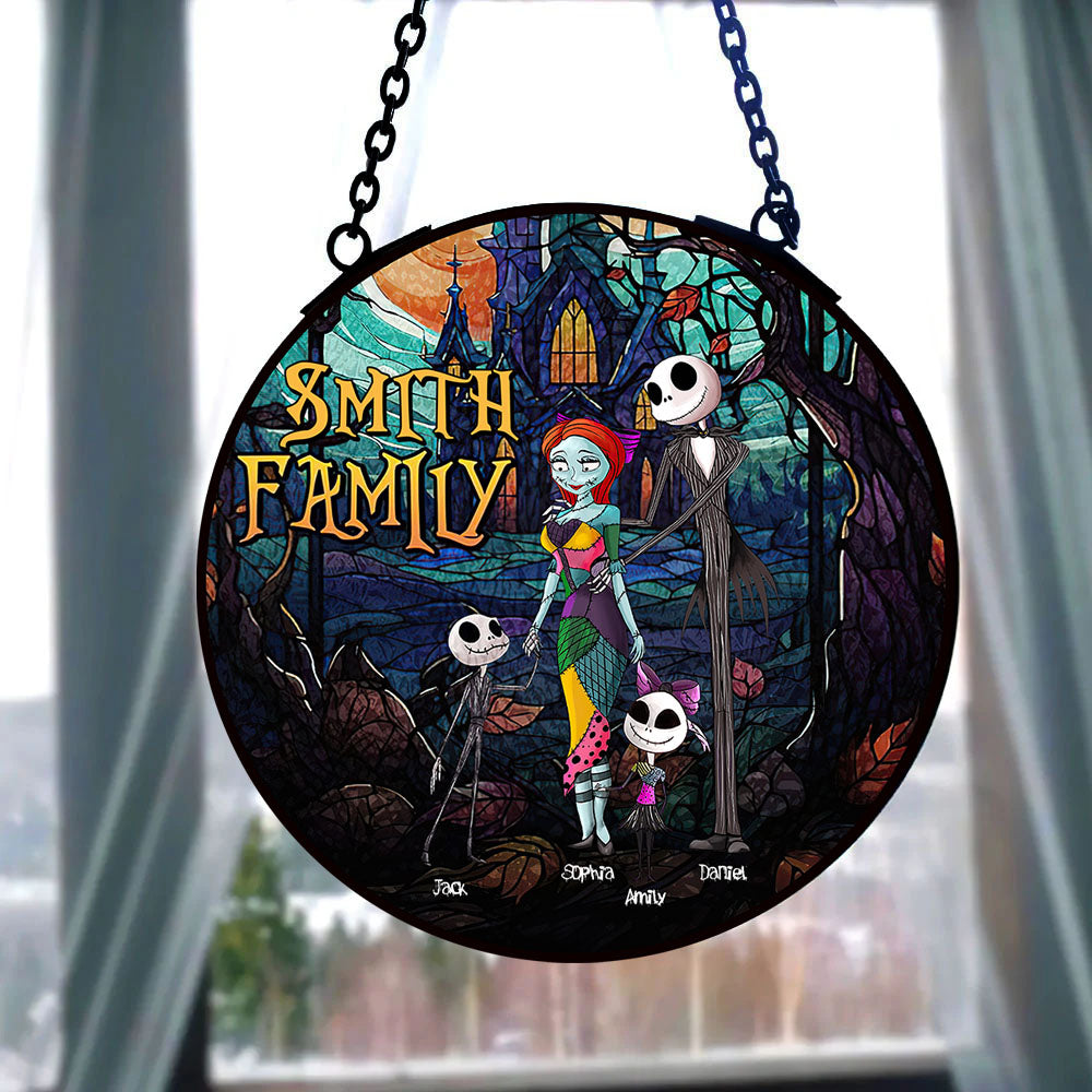 Personalized Halloween Gifts For Scary Family Suncatcher Ornament