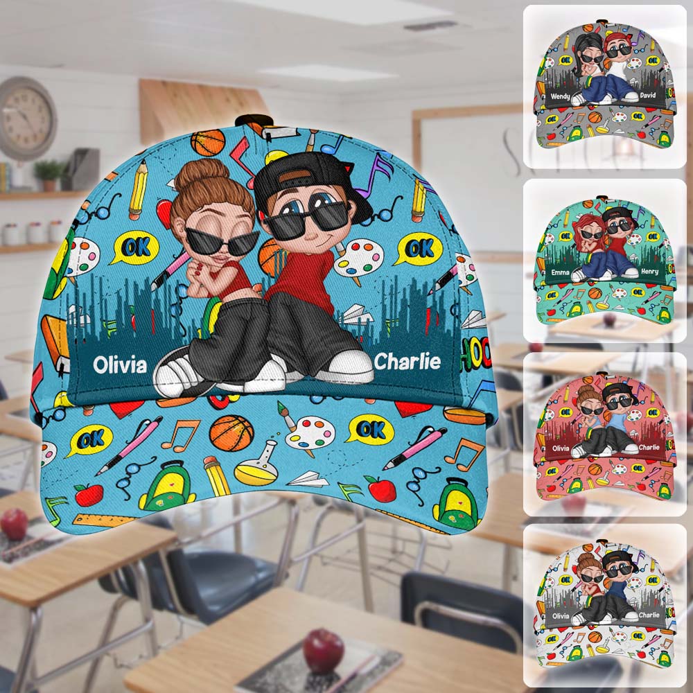 Personalized Back-To-School Chicano Y2K Couple Cap